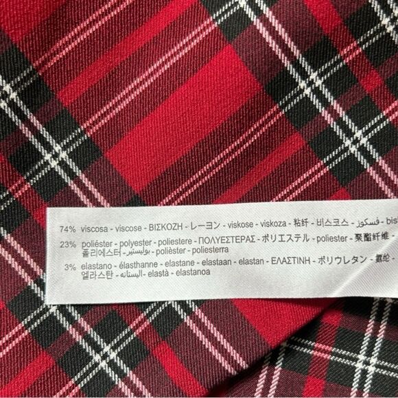 Zara Holiday‎ Red Plaid Mid Rise Stretch Legging Pants, Size Medium NWT - Picture 13 of 16